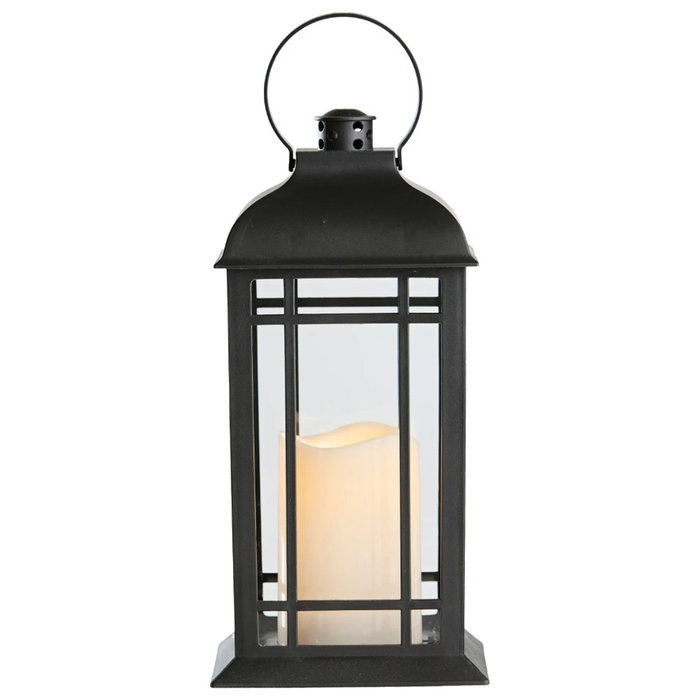 Day Farolillo LED de Exterior e Interior con Temporizador Automático, IP44, 29 cm de Altura, Negro, Funciona con Pilas AA