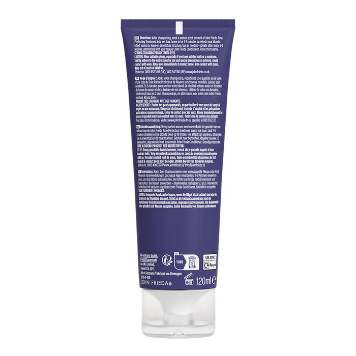 John Frieda Salon Blonde Platinum Tratamiento Matizador para Rubio Frío, Neutraliza Tonos Amarillos, Fortalece Cabello, 120 ml John Frieda Salon Blonde Platinum Tratamiento Matizador para Rubio Frío, Neutraliza Tonos Amarillos, Fortalece Cabello, 120 ml