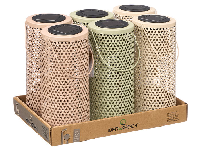 Ibergarden Lampara Solar Redonda Alta 11x26x11cm Surtidos (Set de 12)