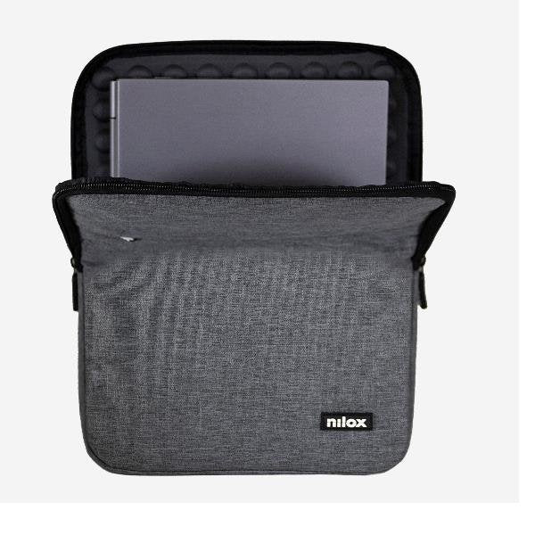 Nilox SLEEVE 14.1 - Funda Acolchada Gris para Tablets y Portátiles Hasta 14.1 Pulgadas (35.8 cm) - Universal, Ligera con Compartimento Accesorios