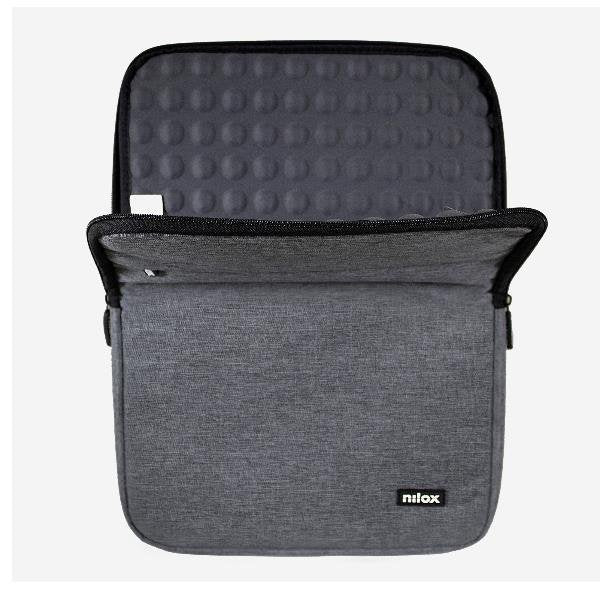 Nilox SLEEVE 14.1 - Funda Acolchada Gris para Tablets y Portátiles Hasta 14.1 Pulgadas (35.8 cm) - Universal, Ligera con Compartimento Accesorios