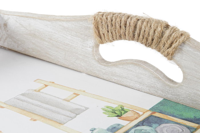 DKD Home Decor Set de 2 Bandejas de MDF con Macetas 40x30x6 cm Surtido