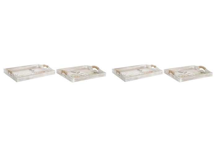 DKD Home Decor Set de 2 Bandejas de MDF con Macetas 40x30x6 cm Surtido