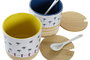 DKD Home Decor Azucarero Africa Gres y Bambú Multicolor