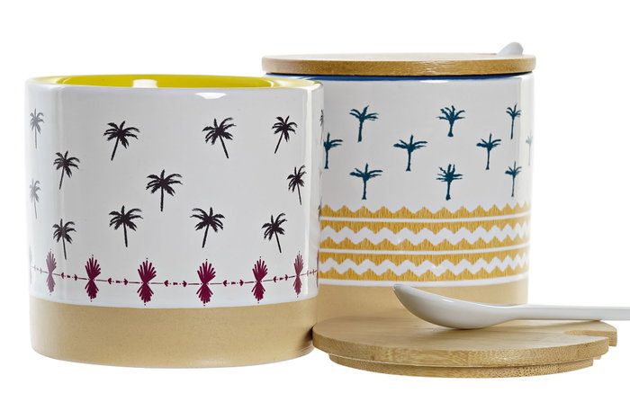 DKD Home Decor Azucarero Africa Gres y Bambú Multicolor