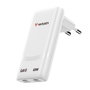 Verbatim Cargador de Pared GaN Fold 'n' Go 65W 2xUSB-C Blanco