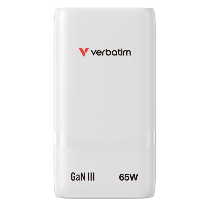Verbatim Cargador de Pared GaN Fold 'n' Go 65W 2xUSB-C Blanco