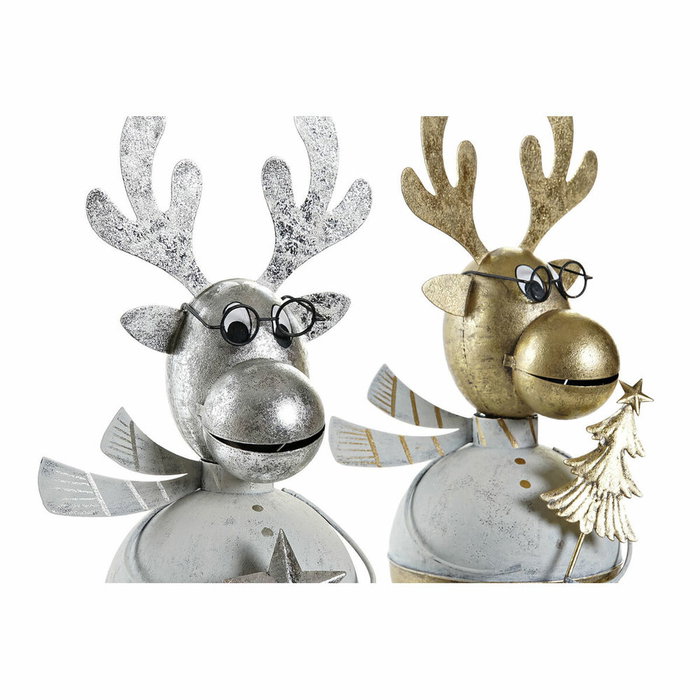 DKD Home Decor Figura Metal RENO 2 Surtido Dorado y Plateado