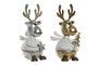 DKD Home Decor Figura Navidad Metal Dorado Plateado Reno Gafas 13 x 27 x 14 cm (2 Unidades)