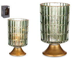 Giftdecor Farol Led Pie Metal Verde 10.7x18x10.7 cm (Set de 6)