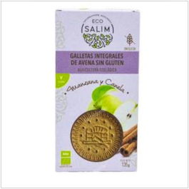 ECO SALIM Galletas de Avena Manzana Canela Bio Sin Gluten 135g - Alto contenido en fibra, aptas para veganos