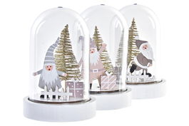 DKD Home Decor Decoracion Luminosa Navidad Fantasia Blanco Dorado Cristal Led 9 x 13 x 9 cm (12 Unidades)