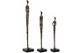 DKD Home Decor Set de 3 Figuras de Resina y Mango Gris Oscuro y Negro