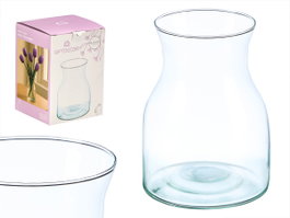 Giftdecor Jarron Cristal Transparente Ancho Forma 20 cm (Set de 12)