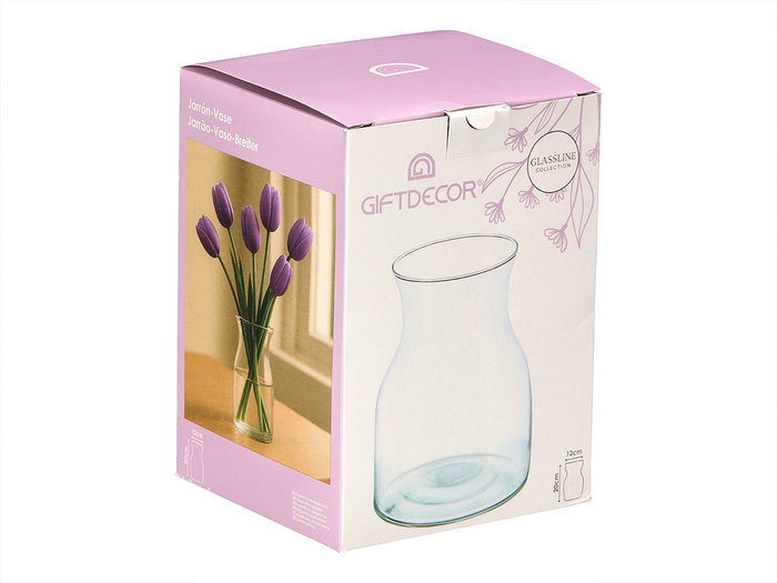 Giftdecor Jarron Cristal Transparente Ancho Forma 20 cm (Set de 12)