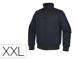 Deltaplus Chaleco Multibolsillos con Cremallera y Mangas Desmontables 80% Poliester 20% Algodon Talla XXL Azul Marino/Negro