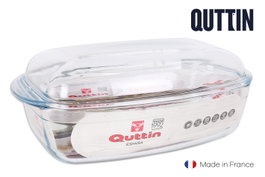 Quttin Cacerola Rectangular de Vidrio con Tapa 4.4 L y 2.3 L (3 Unidades)
