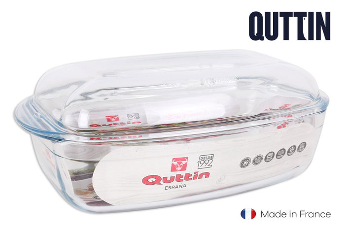 Quttin Cacerola Rectangular de Vidrio con Tapa 4.4 L y 2.3 L (3 Unidades) Quttin Cacerola Rectangular de Vidrio con Tapa 4.4 L y 2.3 L (3 Unidades)