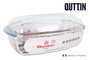 Quttin Cacerola Rectangular de Vidrio con Tapa 4.4 L y 2.3 L (3 Unidades)