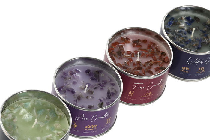 DKD Home Decor Surtido de 4 Velas de Cera de Parafina y Piedra