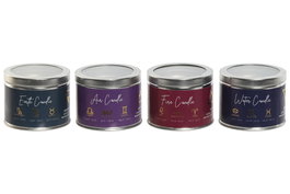 DKD Home Decor Surtido de 4 Velas de Cera de Parafina y Piedra