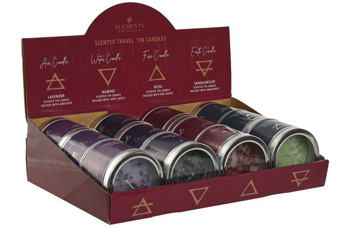 DKD Home Decor Surtido de 4 Velas de Cera de Parafina y Piedra