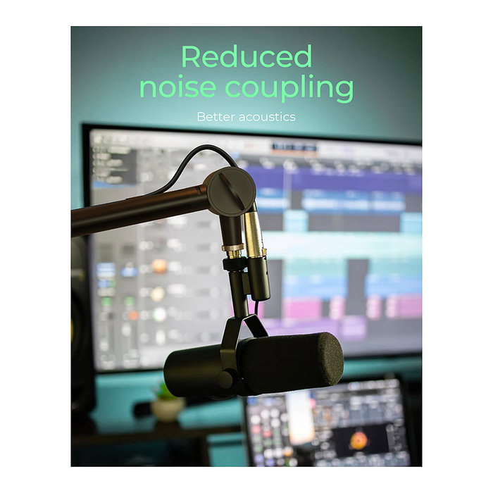 ICY BOX IB-MAG103B-T Soporte de brazo para micrófono negro con base para escritorio, ajuste de altura, aluminio, plástico, acero, 3/8"