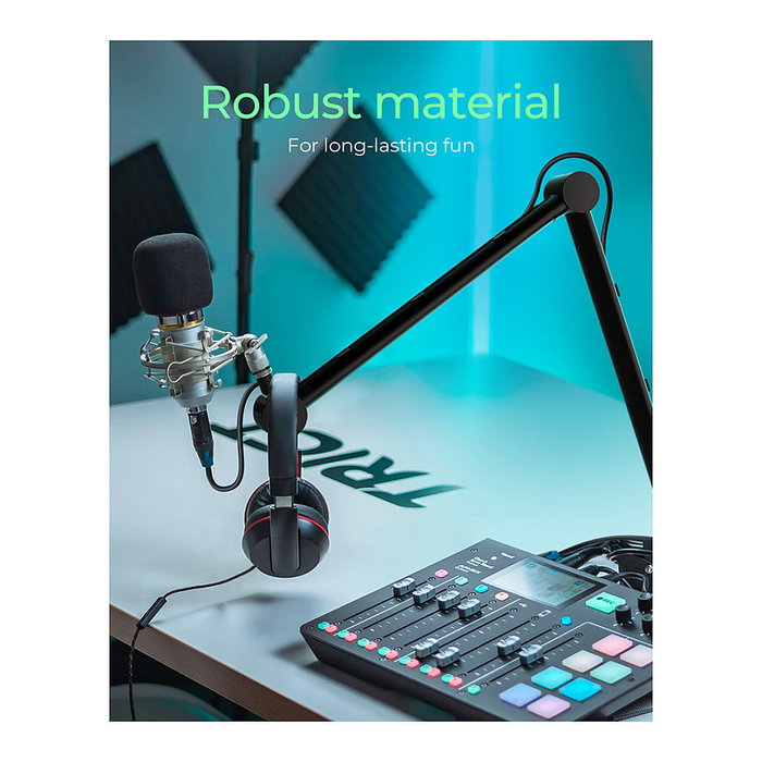 ICY BOX IB-MAG103B-T Soporte de brazo para micrófono negro con base para escritorio, ajuste de altura, aluminio, plástico, acero, 3/8"