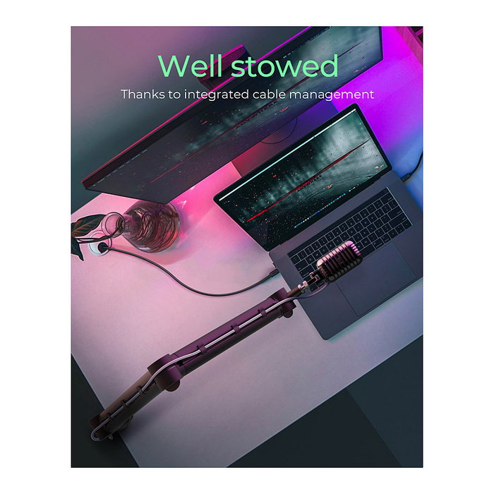 ICY BOX IB-MAG103B-T Soporte de brazo para micrófono negro con base para escritorio, ajuste de altura, aluminio, plástico, acero, 3/8"