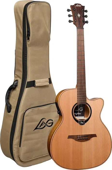 LAG Guitarra Acústica Hyvibe H2 Auditorium Electroacústica Cutaway Tapa Maciza Cedro LAG Guitarra Acústica Hyvibe H2 Auditorium Electroacústica Cutaway Tapa Maciza Cedro