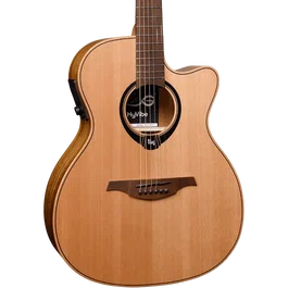 LAG Guitarra Acústica Hyvibe H2 Auditorium Electroacústica Cutaway Tapa Maciza Cedro