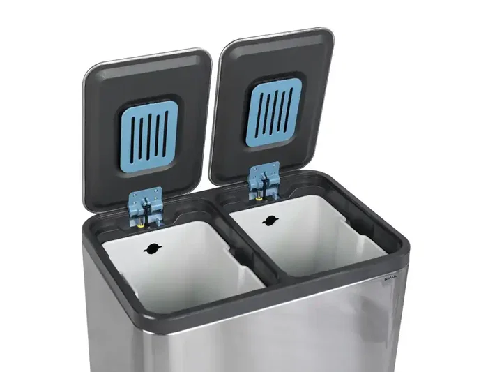 Maul Papelera Metálica Cycle Acero Inoxidable con Pedal 40 Litros Doble Compartimento