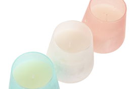 DKD Home Decor Vela Aromática Coco Azul Blanco Cristal 9 x 10 x 9 cm (6 Unidades)