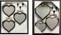 DKD Home Decor Set de 3 Espejos Decorativos con Diseño de Corazón, Negro