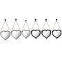 DKD Home Decor Set de 3 Espejos Decorativos con Diseño de Corazón, Negro