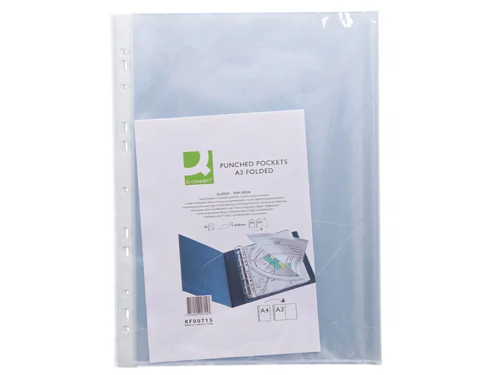 Q-connect Funda Multitaladro Din A3 Apaisada Cristal 80 Micras con Apertura Superior Bolsa 10 Unidades Q-connect Funda Multitaladro Din A3 Apaisada Cristal 80 Micras con Apertura Superior Bolsa 10 Unidades