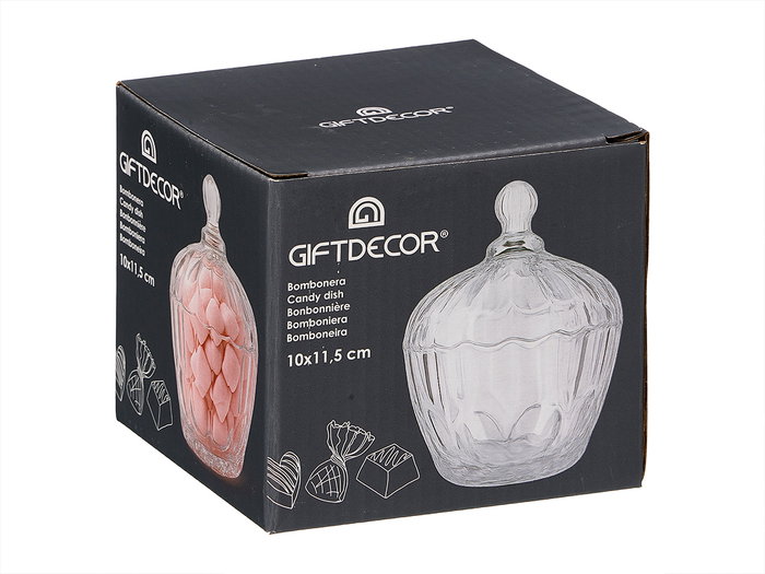 Giftdecor Bombonera de Cristal Transparente para Regalo - 10x11.5x10 cm (Set de 24)