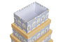 DKD Home Decor Set de 10 Cajas de Cartón Azul Baobab