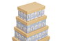 DKD Home Decor Set de 10 Cajas de Cartón Azul Baobab