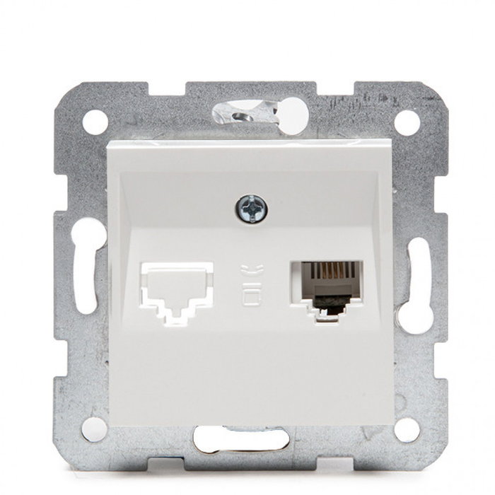 Panasonic Toma de Teléfono 1x RJ11 con Bastidor Metálico y Tapa Blanca