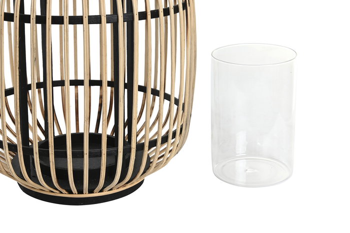 DKD Home Decor Portavela Colonial Marron Negro Bambu Cristal 31 x 36 x 31 cm (4 Unidades)