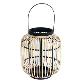 DKD Home Decor Portavela Bambú y Cristal Marrón Pack de 4