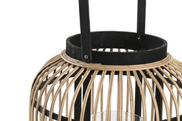 DKD Home Decor Portavela Colonial Marron Negro Bambu Cristal 31 x 36 x 31 cm (4 Unidades)