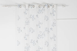Cortina Shabby DKD Home Decor Azul Blanco 270 x 140 cm (2 Unidades) Poliester Visillo Hojas