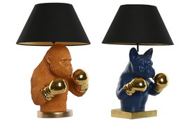 DKD Home Decor Lámpara Sobremesa Naranja Azul 36 x 55 x 36 cm (2 Unidades) Resina Algodón E27 50W