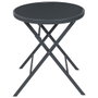 Home Deco Factory Mesa Plegable Gris Elba, Vidrio Templado y Acero, Diámetro 60 cm, Altura 71 cm