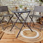 Home Deco Factory Mesa Plegable Gris Elba, Vidrio Templado y Acero, Diámetro 60 cm, Altura 71 cm