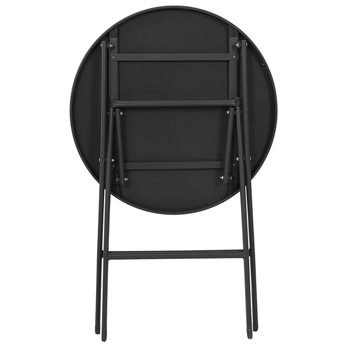 Home Deco Factory Mesa Plegable Gris Elba, Vidrio Templado y Acero, Diámetro 60 cm, Altura 71 cm