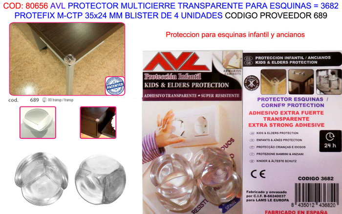 AVL FINST PROTEFIX ESQUINAS TRANSP.M-CTP 35x24mm AVL FINST PROTEFIX ESQUINAS TRANSP.M-CTP 35x24mm