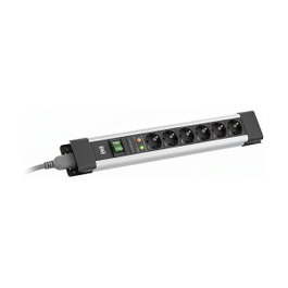Bachmann Connectus 6xCEE7/3, 1xSchalter, 2,0m CEE7/7, Gris
